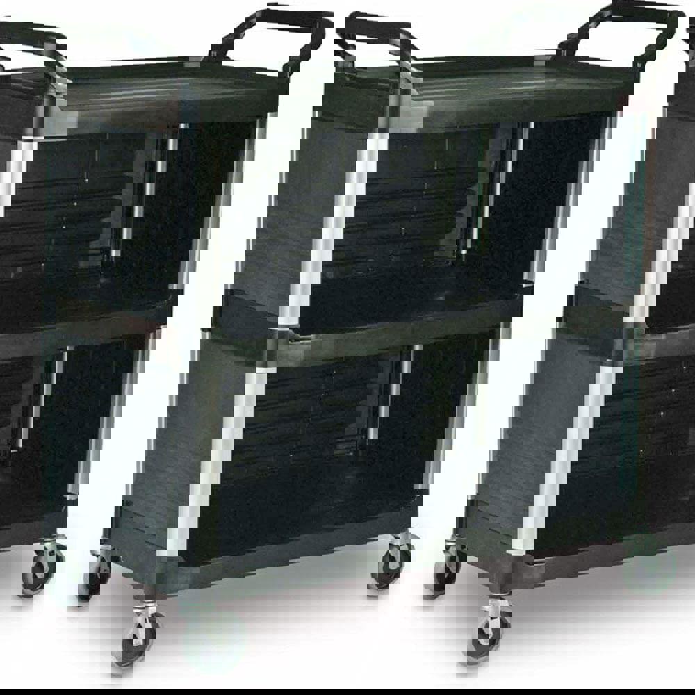 Xtra Utility Cart with Enclosed Sides and Back, Plastic, 3 Shelves, 300 lb Capacity, 20